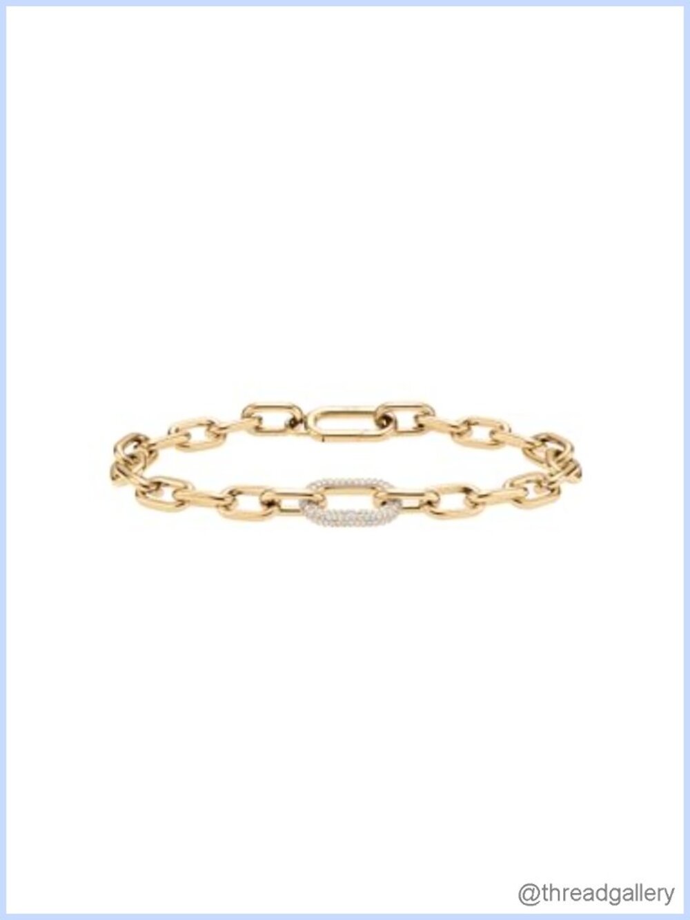 Gold Plated Chunky Link Bracelet Cubic Zirconia Crystal Stainless Steel